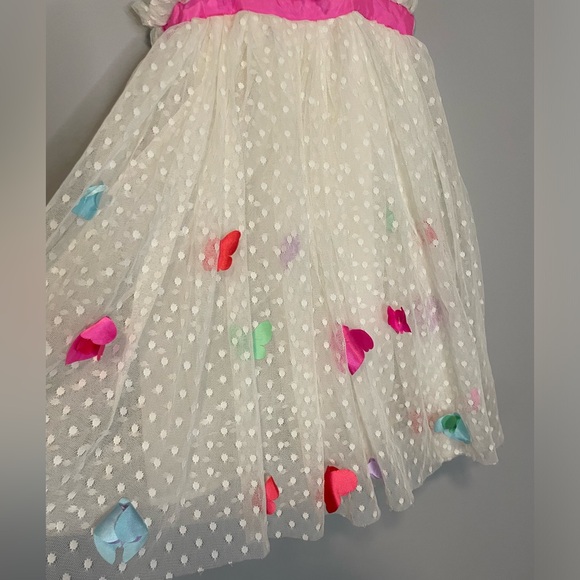 Halabaloo White Tulle Polka Dot Party Dress with Butterflies Pink Size 5 - Picture 2 of 5
